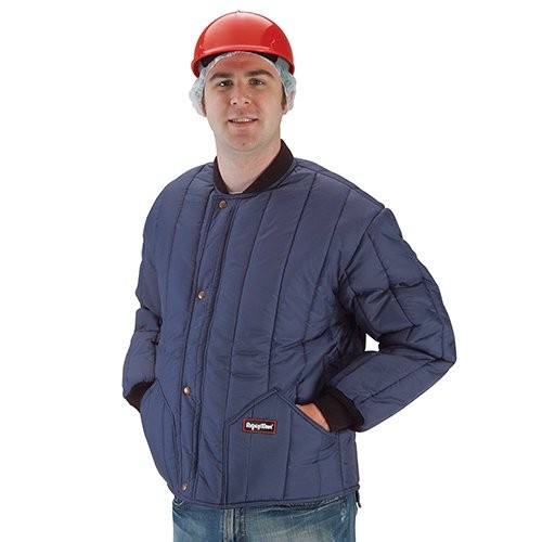 Insulated cooler jacket features insulated hand warmer pockets.