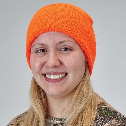 Safety orange watch cap is ideal for game season.