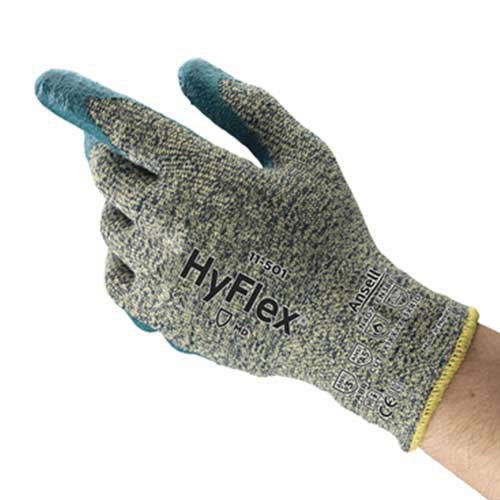 HyFlex 11-501 Cut-Resistant Gray Knit with Blue Nitrile Coating