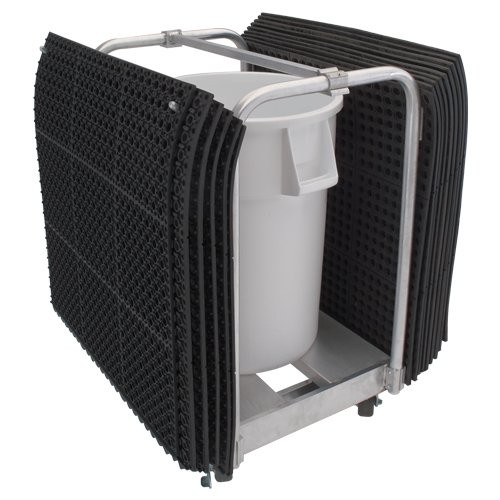 Aluminum Floor Mat Clean-up Cart shown with 36" x 36" mats and 44-gallon drum (sold separately).