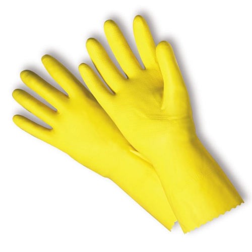 Size 9, 18-Mil. Yellow Latex-Coated Flocked Gloves
