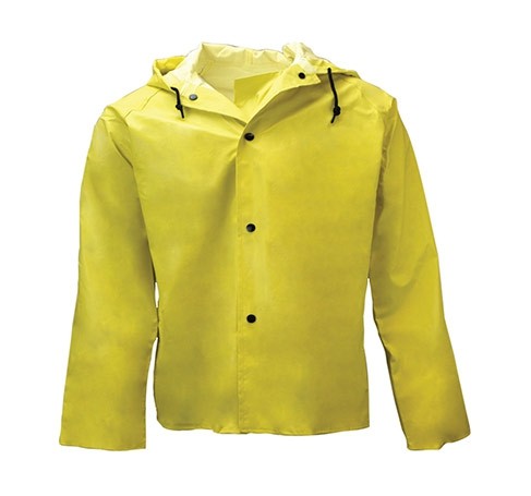 Yellow Rain Jacket with Attached Hood