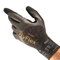 HyFlex 11-937 Cut-Resistant Black Knit Glove with Gray and Black Foam Nitrile Coating