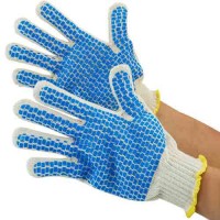 Knit Glove with Blue PVC Coated Blocks