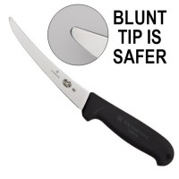 Victorinox 6'' Curved Semi-Stiff Boning Knife features a blunt tip for added safety. 