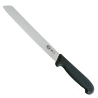 Victorinox 8" Black Handle Bread Knife with Wavy Edge.