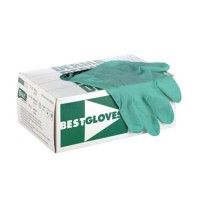 Box of SHOWA 1005 Green 5-mil. Latex Disposable Gloves