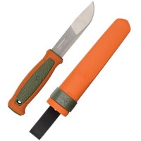 Kansbol Hunting Knife includes hard plastic sheath with belt loop.