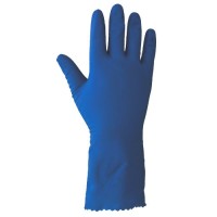 Exterior view - WorkHorse blue latex glove.