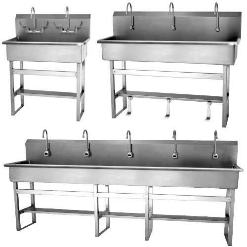 Stainless Steel Floor-Mount Wash Stations