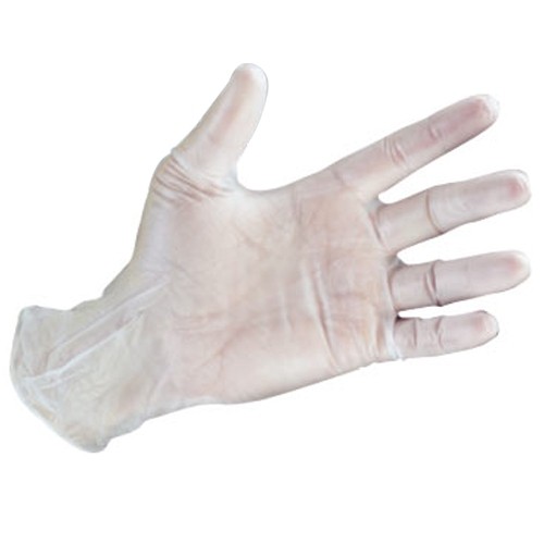 5-Mil Clear Rolled Cuff Vinyl Gloves