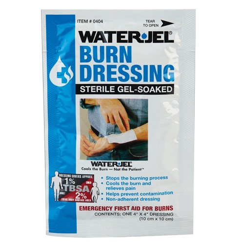 Waterjel Burn Dressing provides emergency first aid for burns.