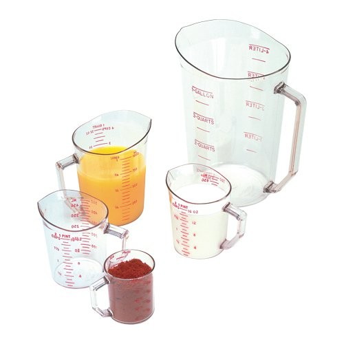 Measuring Cups are crystal clear making measuring easy.