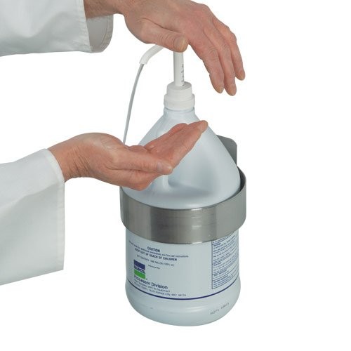Gallon bottle slips easily into holder and is held securely in place.