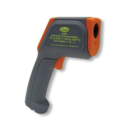 Infrared thermometer with 8-point Class II Laser is always enabled while measuring.