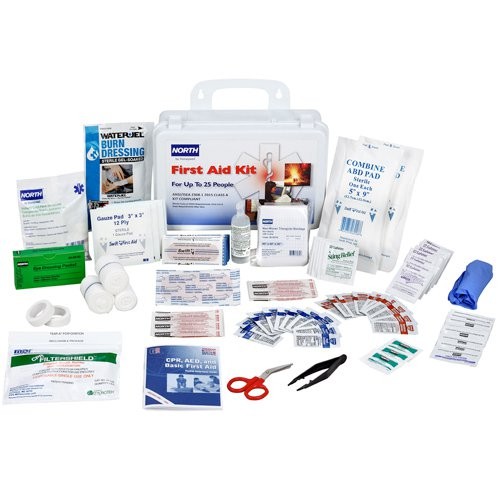 #25 First Aid Kit with Plastic Case.