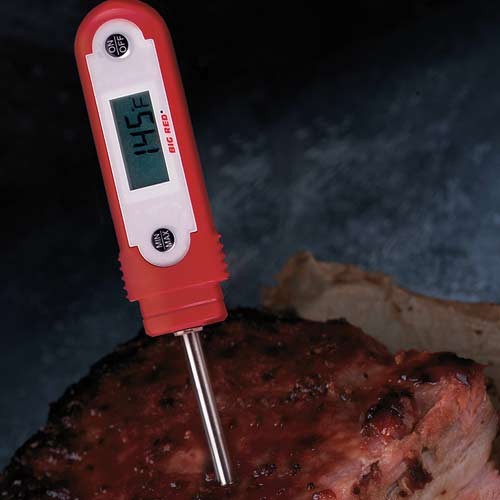 Big Red In-Line, Water-Resistant Pocket Thermometer features a reinforced heavy-duty probe.