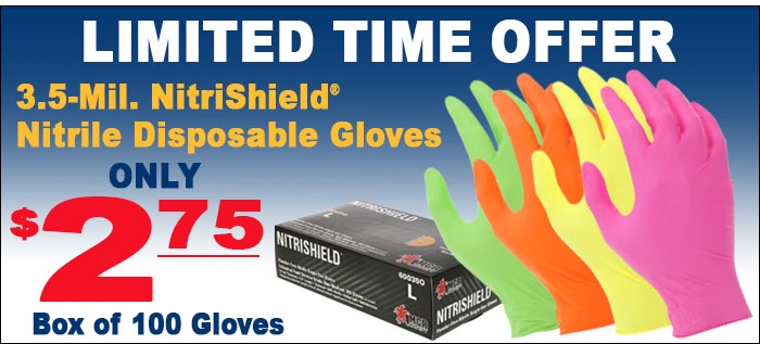 Nitrile Disposable Gloves as low as $2.75 per box