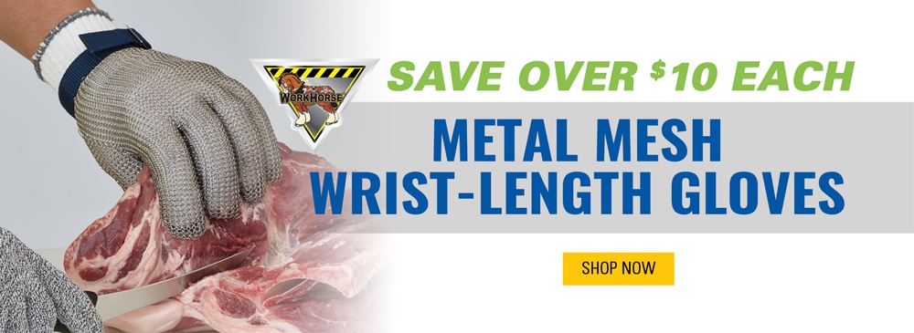 Save over $10 each on Metal Mesh Wrist-Length Gloves with Strap Closure